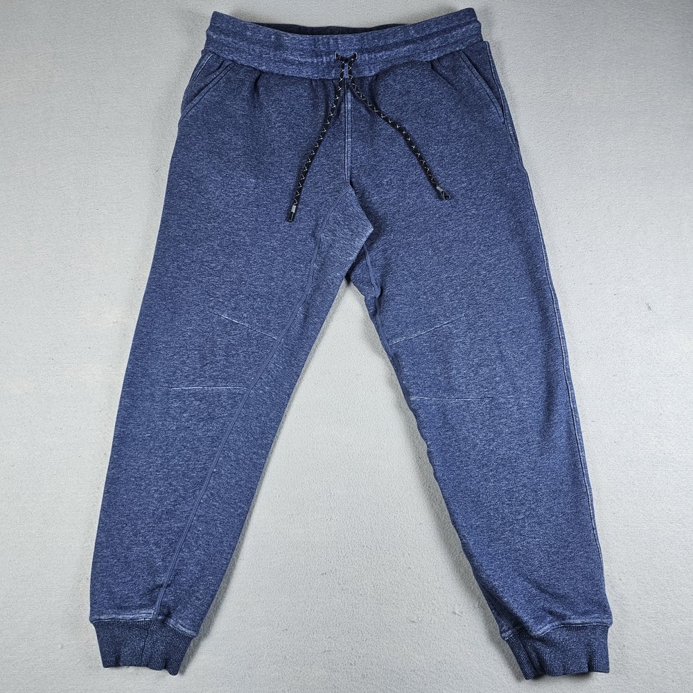 Fabletics Postgame Jogger Pants Mens Large Blue Fleece Pockets Drawstring Casual